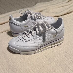 Adidas White and Gold SL 72 Sneakers